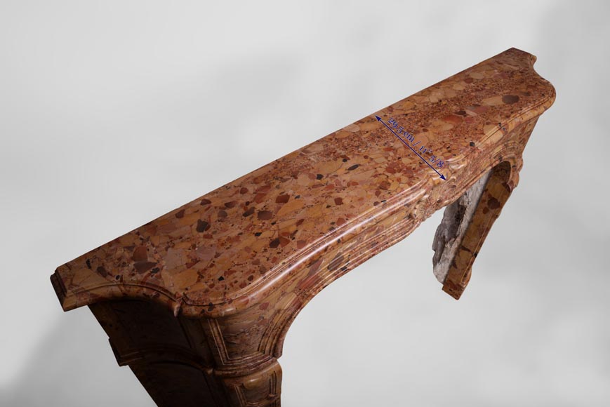 Редкий старинный камин эпохи Регентства с чугунной внутренней вставкой, изготовленный из брекчиевидного мрамора из Халеба. Редкий старинный камин эпохи Регентства с чугунной внутренней вставкой, изготовленный из брекчиевидного мрамора из Халеба.-9